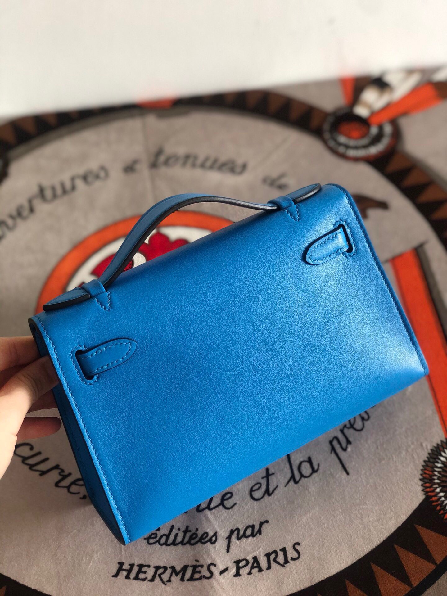 에르메스 미니 켈리백22 블루 금장 스위프트